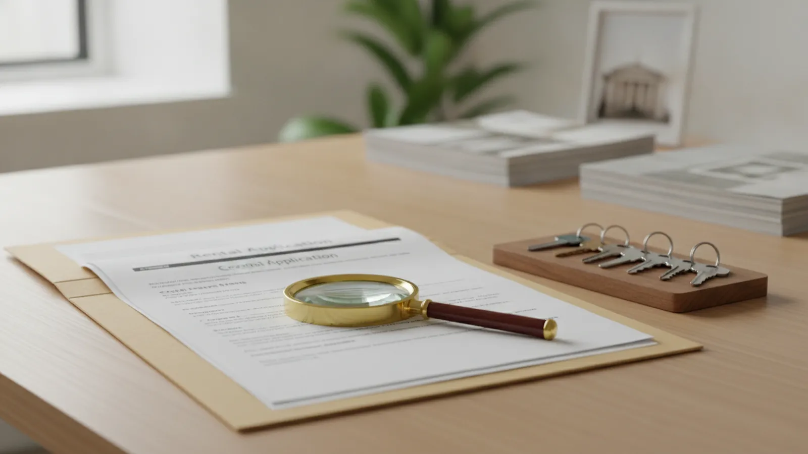 An experienced property manager reviewing a rental application with care